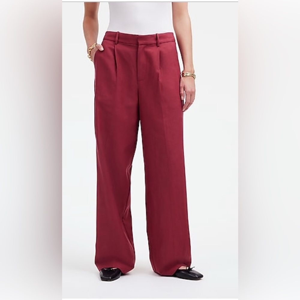 Madewell Slouchy Straight Pants in Drapey Twill Size 10 Claret
